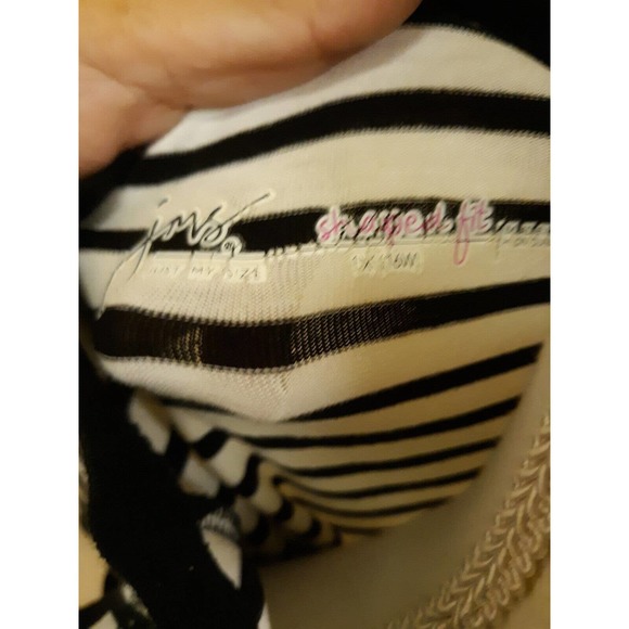 JMS Just My Size Women Plus Size 1X Black White Striped Tank Top Cami Shirt - Picture 3 of 3